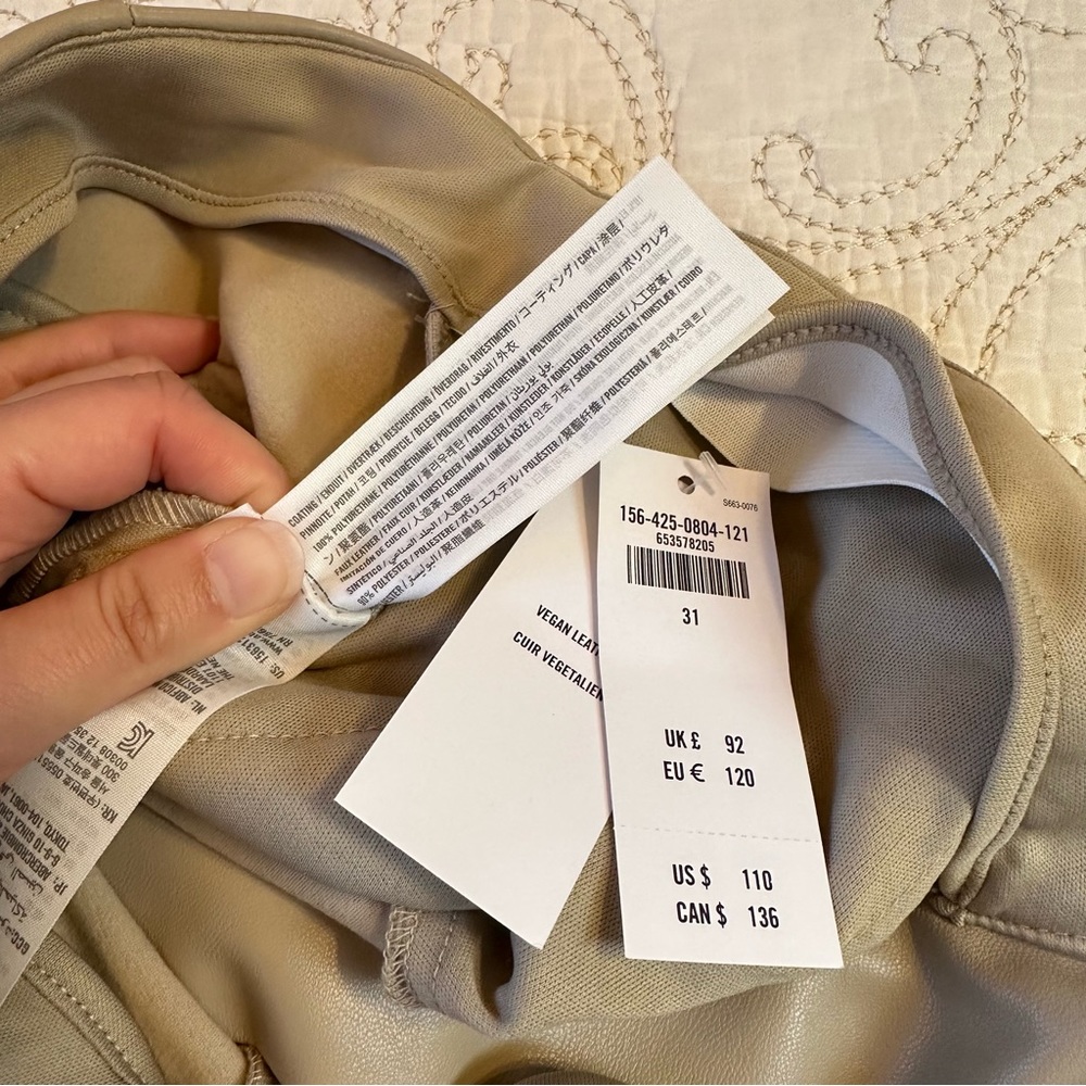 -NWT A&F curve love vegan leather beige flare pants - Picture 7 of 8